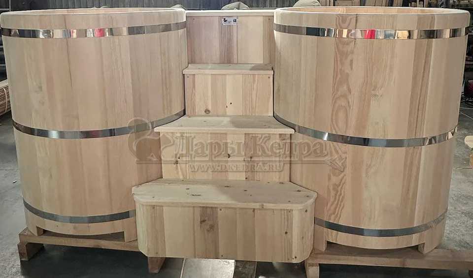 Двойная круглая купель для бани из кедра